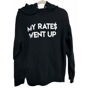 Gifted Apparel NYC Hoodie “MY RATE$ WENT UP” Black Graphic Pullover Men’s M